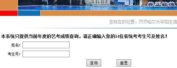 齐齐哈尔大学2014年艺术类专业成绩查询
