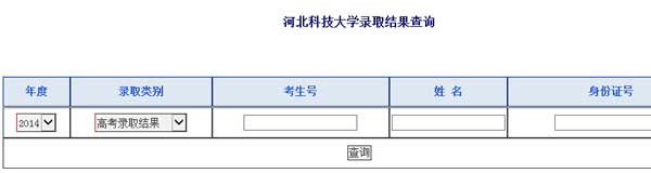 河北科技大学2014年艺术类高考录取结果查询