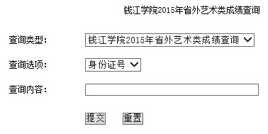 杭州师范大学钱江学院2015年省外艺术类专业校考成绩查询