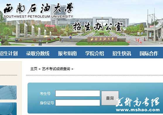 西南石油大学2015年艺术类专业校考成绩查询