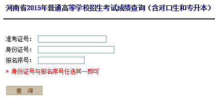 2015年河南高考成绩查询查分网址入口