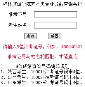 桂林旅游学院2016年艺术类专业成绩查询