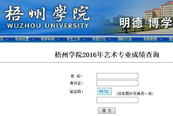 梧州学院2016年艺术类专业成绩查询