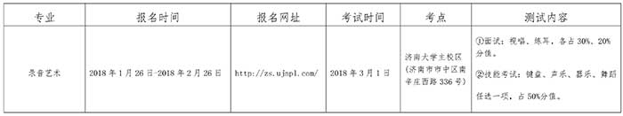 济南大学泉城学院2018年艺术类专业招生简章