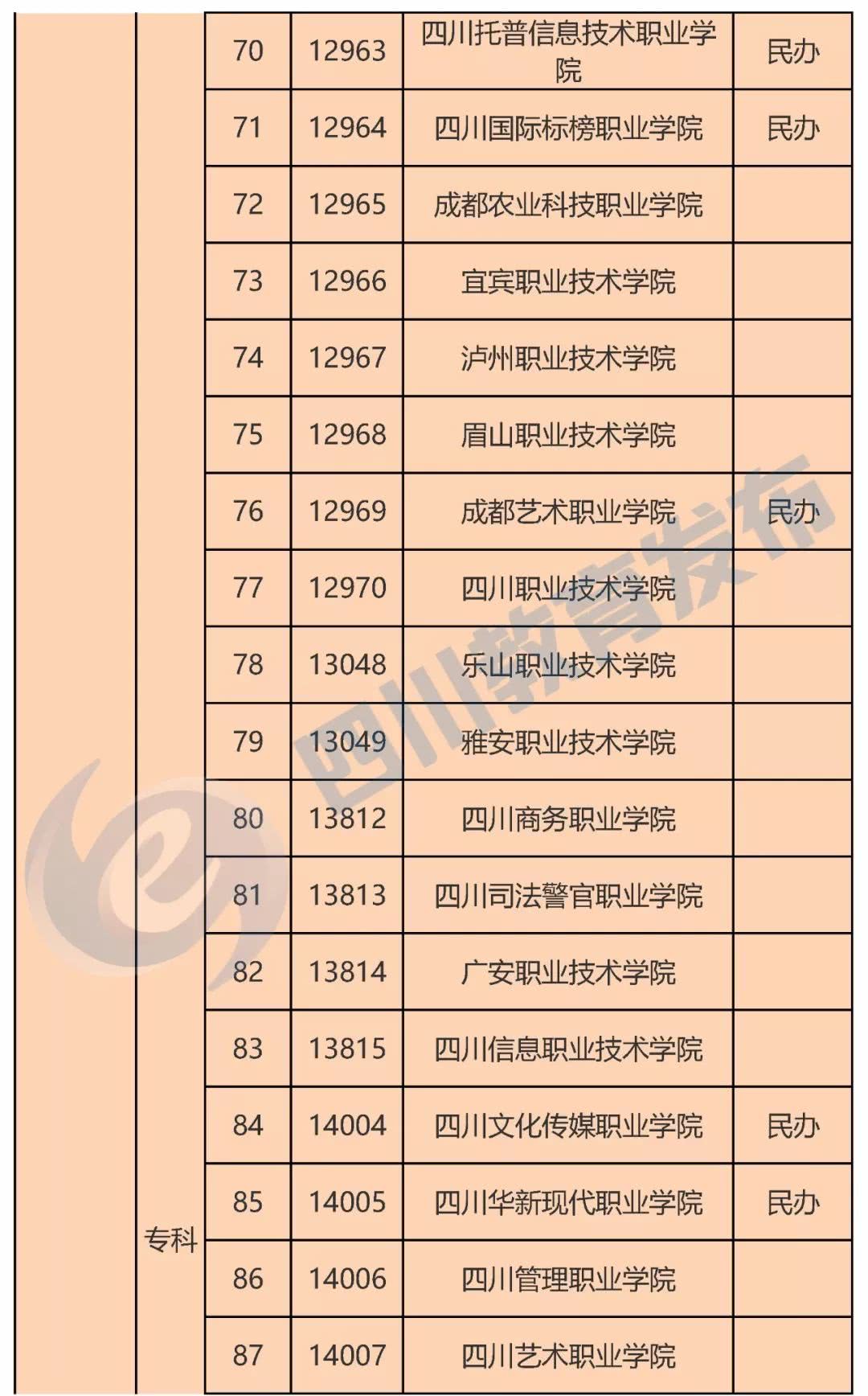 四川119所正规高校名单5