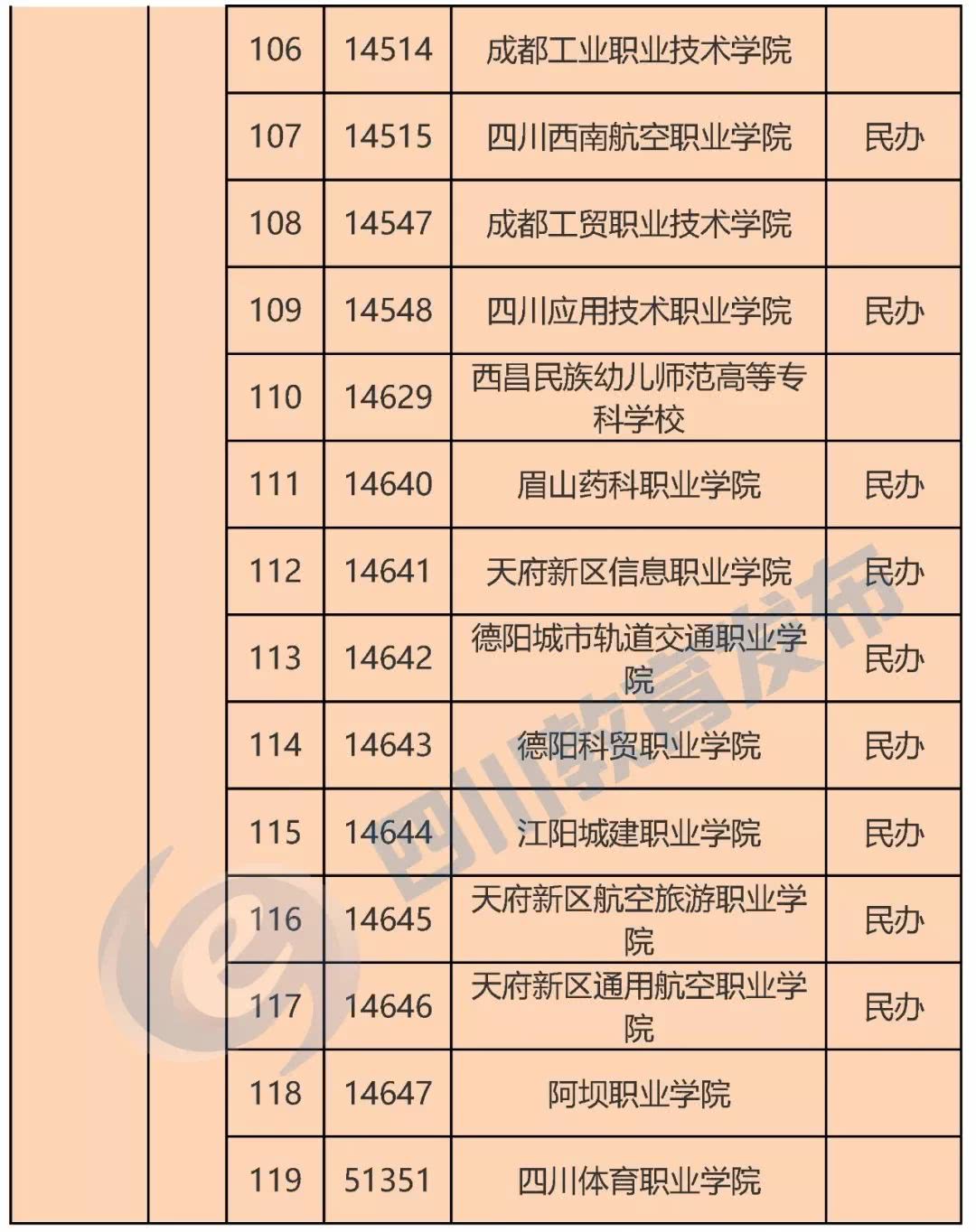 四川119所正规高校名单7