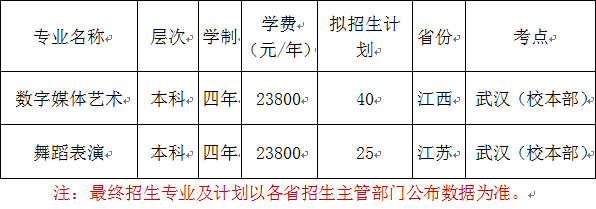 武汉工商学院2019年江苏省、江西省艺术类专业校考报名须知