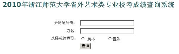 2010年浙江师范大学艺术类专业校考成绩查询