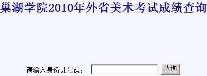 巢湖学院2010年美术专业成绩查询