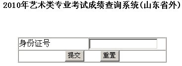 2010年艺术类专业考试成绩查询系统(山东省外)