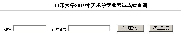 山东大学2010年美术专业成绩查询