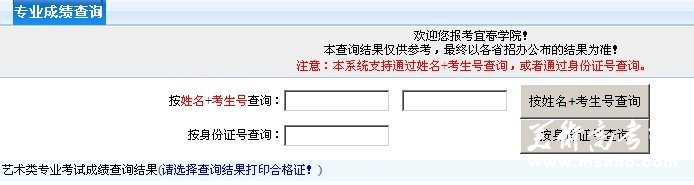 2011年宜春学院艺术类专业成绩查询