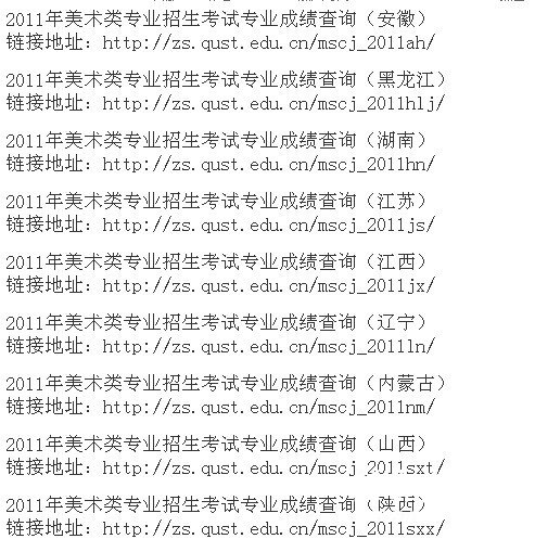 2011年青岛科技大学艺术类专业成绩查询