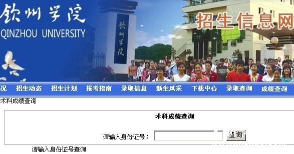 2011年钦州学院艺术专业成绩查询