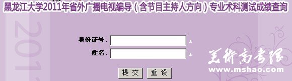 黑龙江大学2011年广播电视编导专业成绩查询 