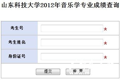 2012年山东科技大学音乐学专业校考成绩查询