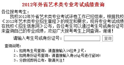 2012年湖南商学院省外艺术类专业校考成绩查询